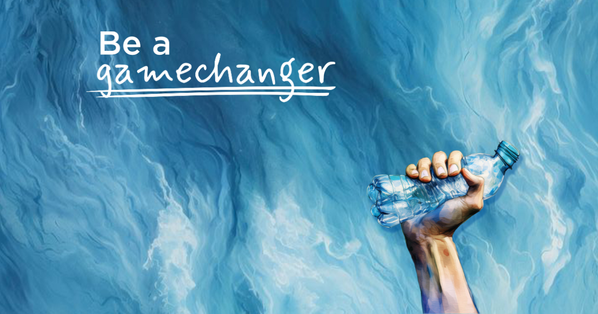 Be a Gamechanger Be a Gamechanger: Hand zerdrückt Plastikflasche
