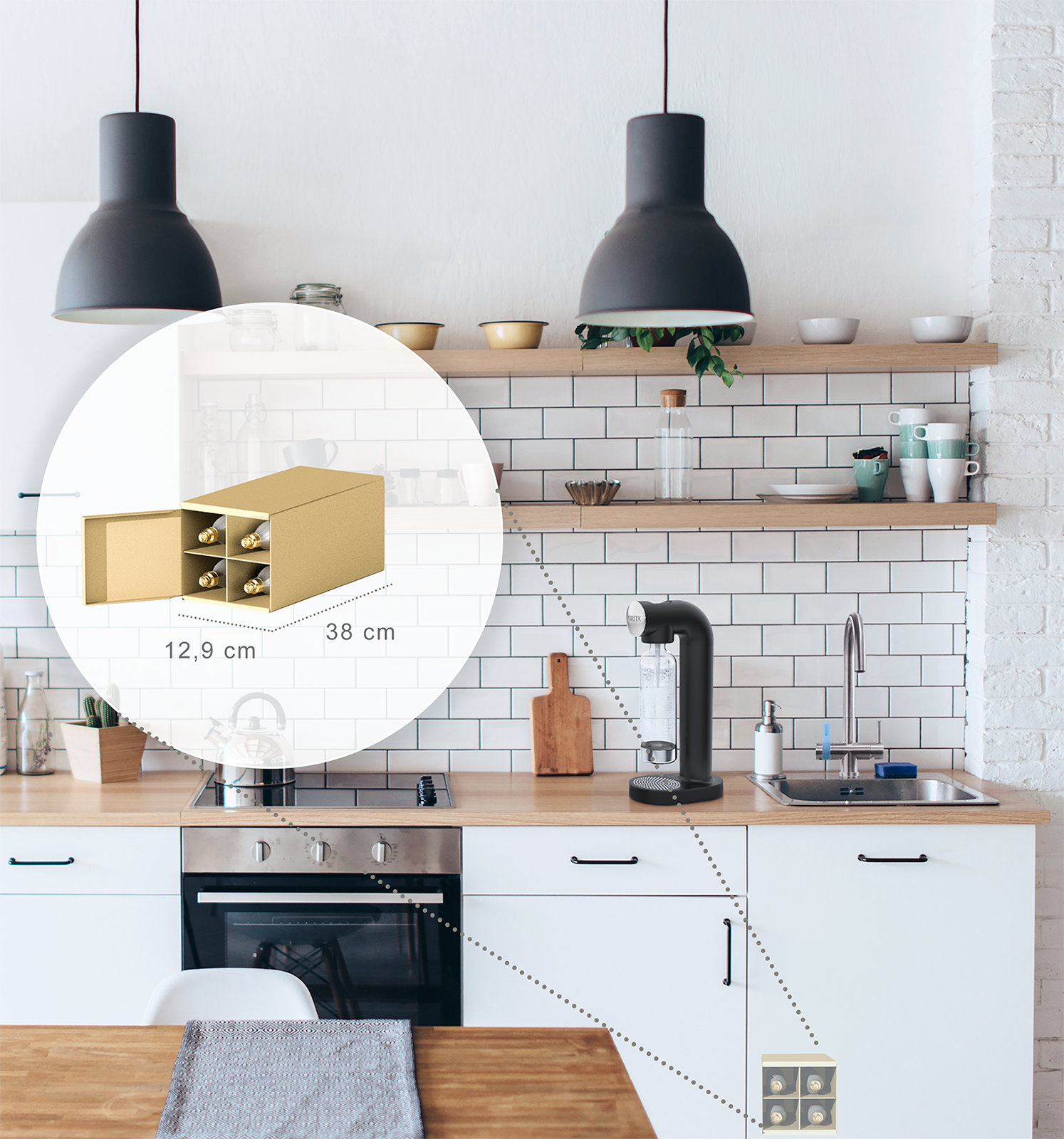 Karton BRITA CO2 Tauschbox mit Zylindern in Küche Der Karton der BRITA Tauschbox mit C02 Zylindern in einer Küche