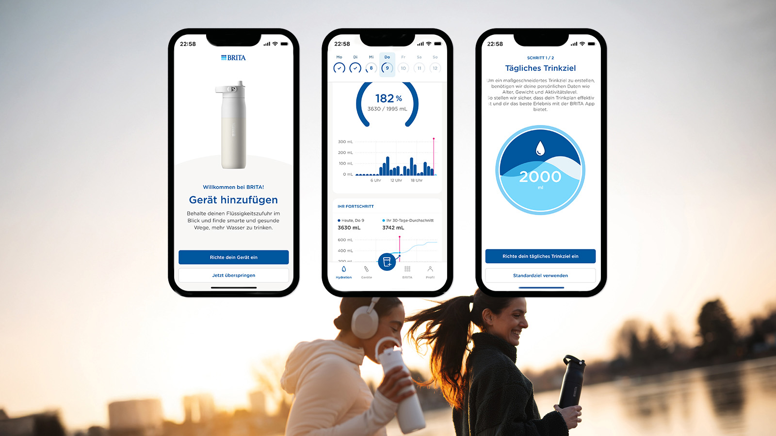 3 screenshots von der BRITA LARQ App 3 screenshots von der BRITA LARQ App
