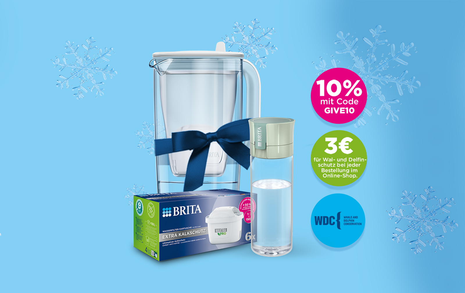 BRITA Spendenkampagne WDC mit Schneeflocken