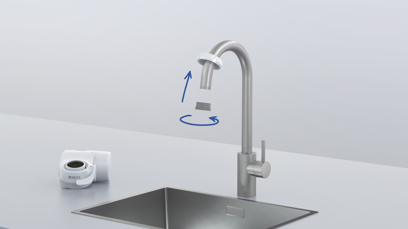 Installationshinweis für den BRITA ON TAP V Installationshinweis am Wasserhahn für den BRITA ON TAP V
