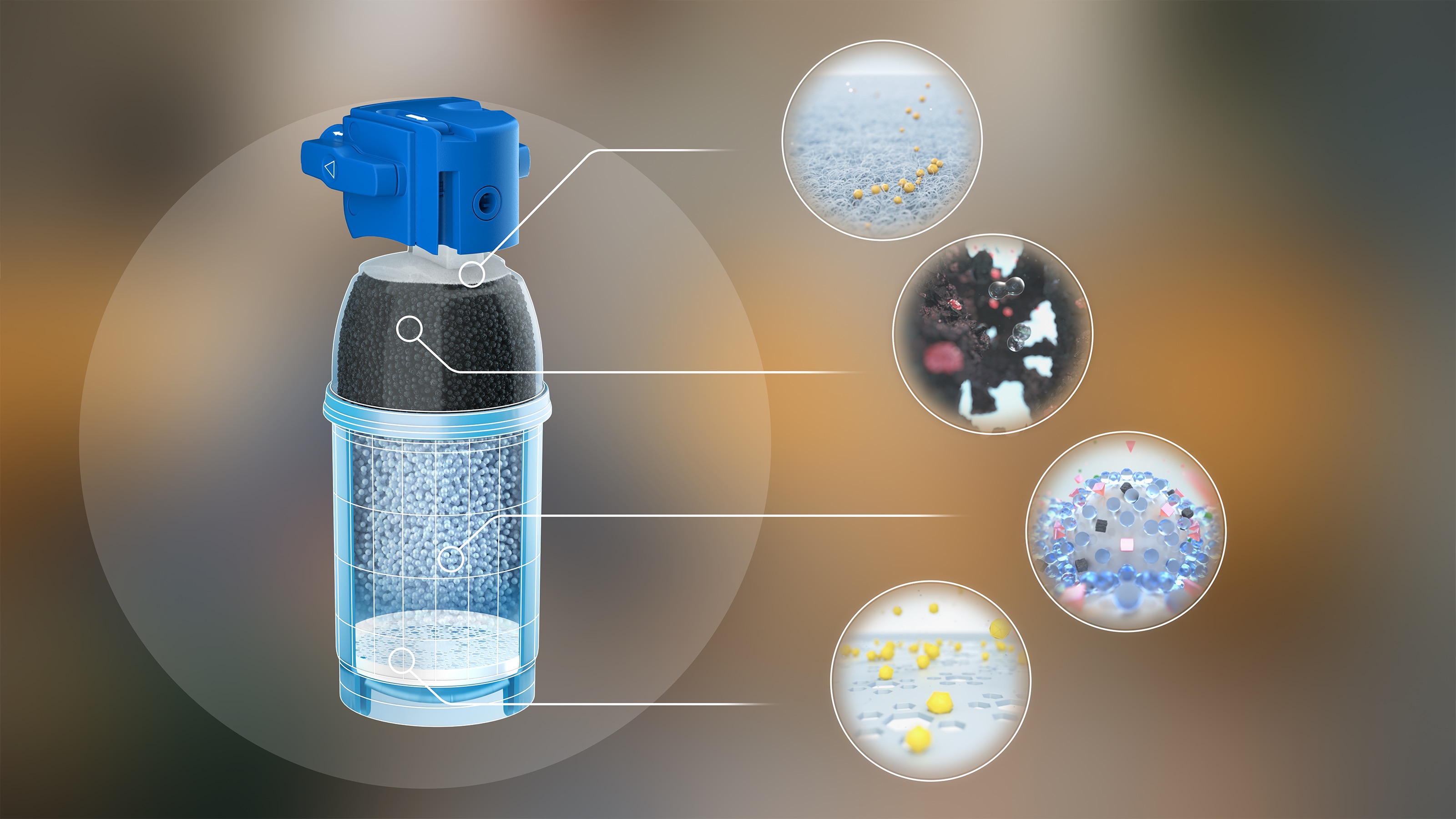 BRITA P 1000 Querschnitt Querschnitt der BRITA P 1000 Filterkartusche