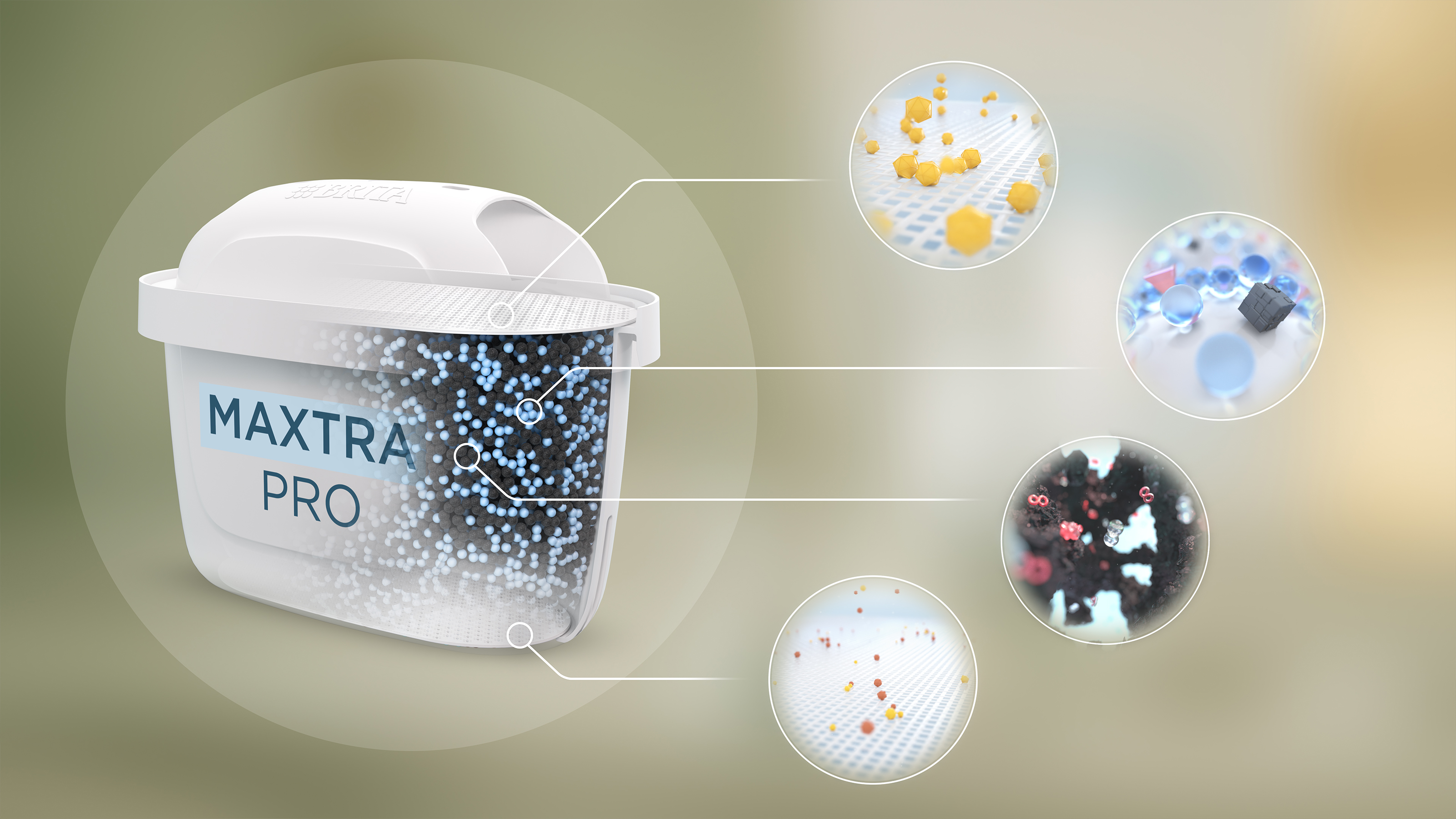 BRITA MAXTRA PRO PURE PERFORMANCE Filtration Querschnitt der BRITA MAXTRA PRO PURE PERFORMANCE Filterkartusche