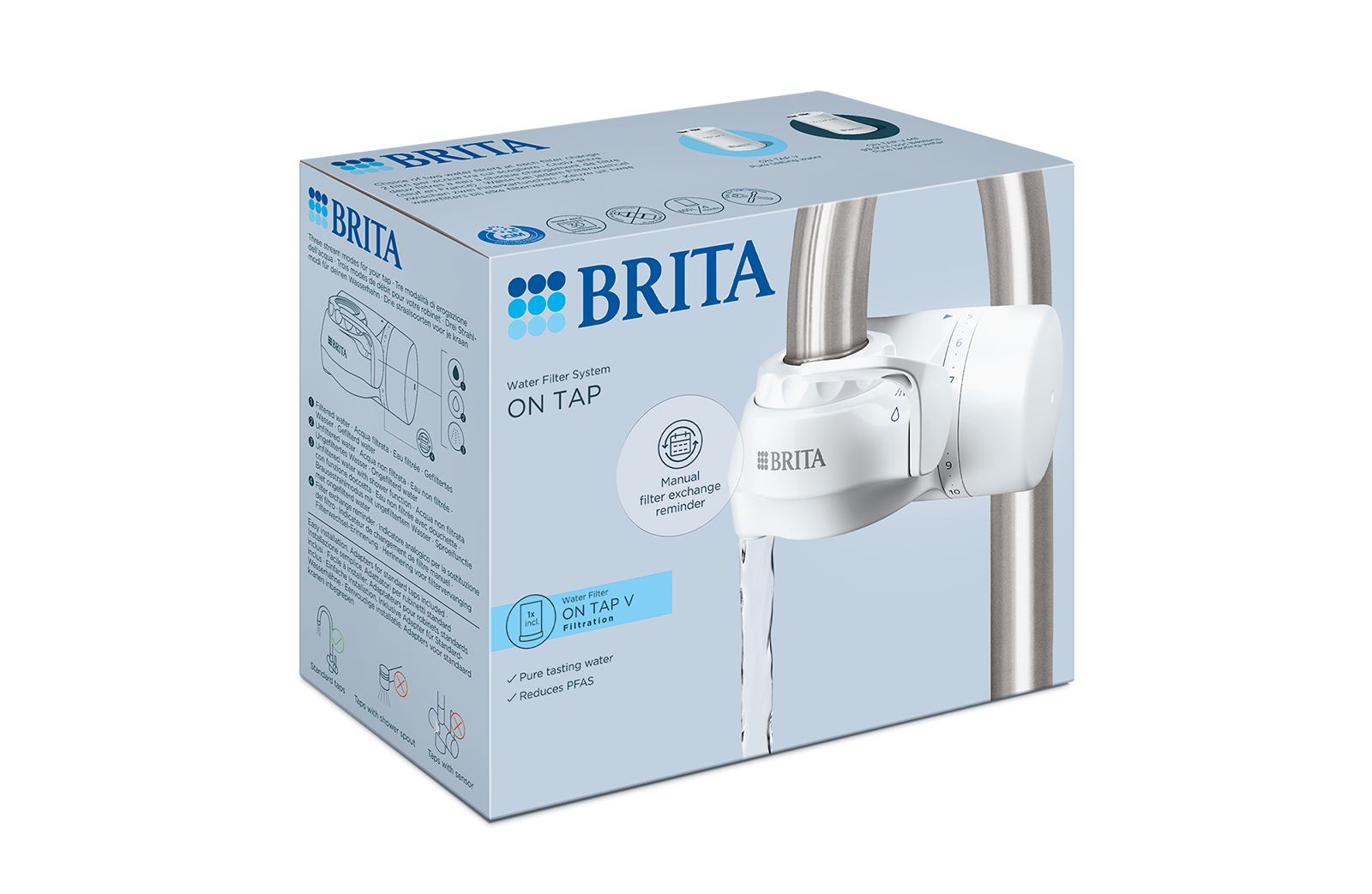 Verpackung ON TAP Wasserhahnfiltersystem Verpackung ON TAP Wasserhahnfiltersystem