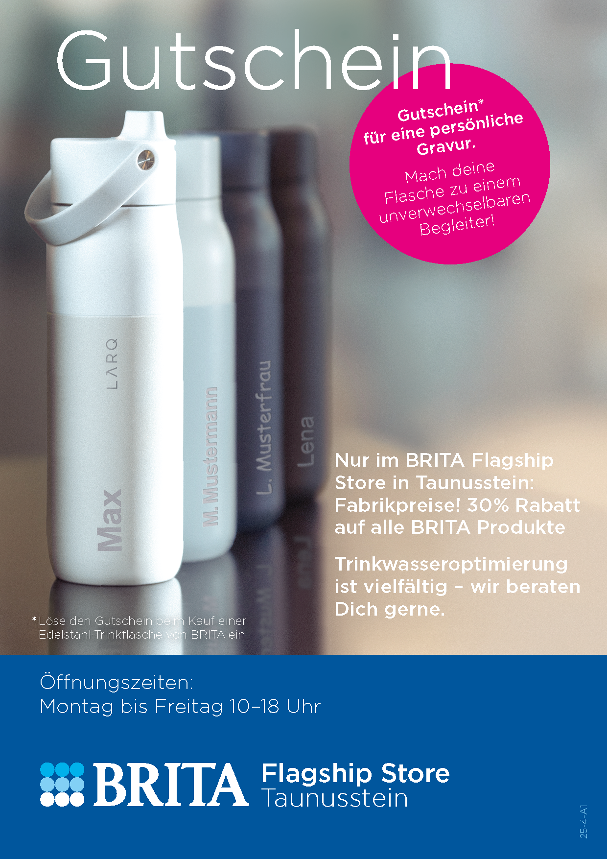 BRITA Flagship Store Gutschein für Gravur BRITA Flagship Store Gutschein für eine kostenlose Gravur