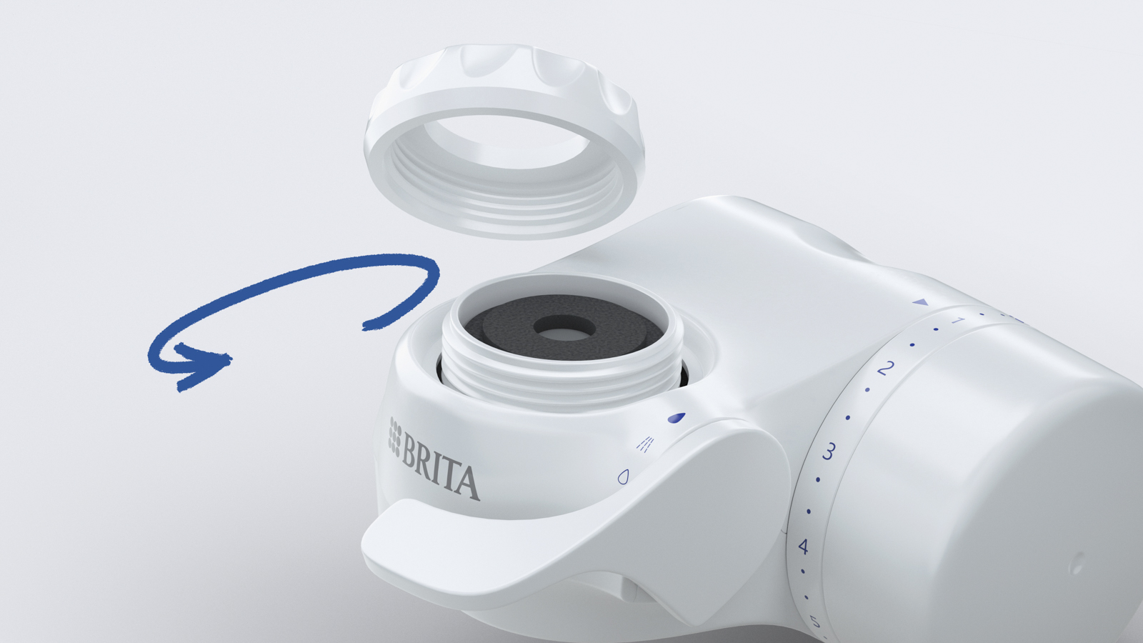 Drehhinweis für den BRITA ON TAP V Drehhinweis zur Installation vom BRITA ON TAP V