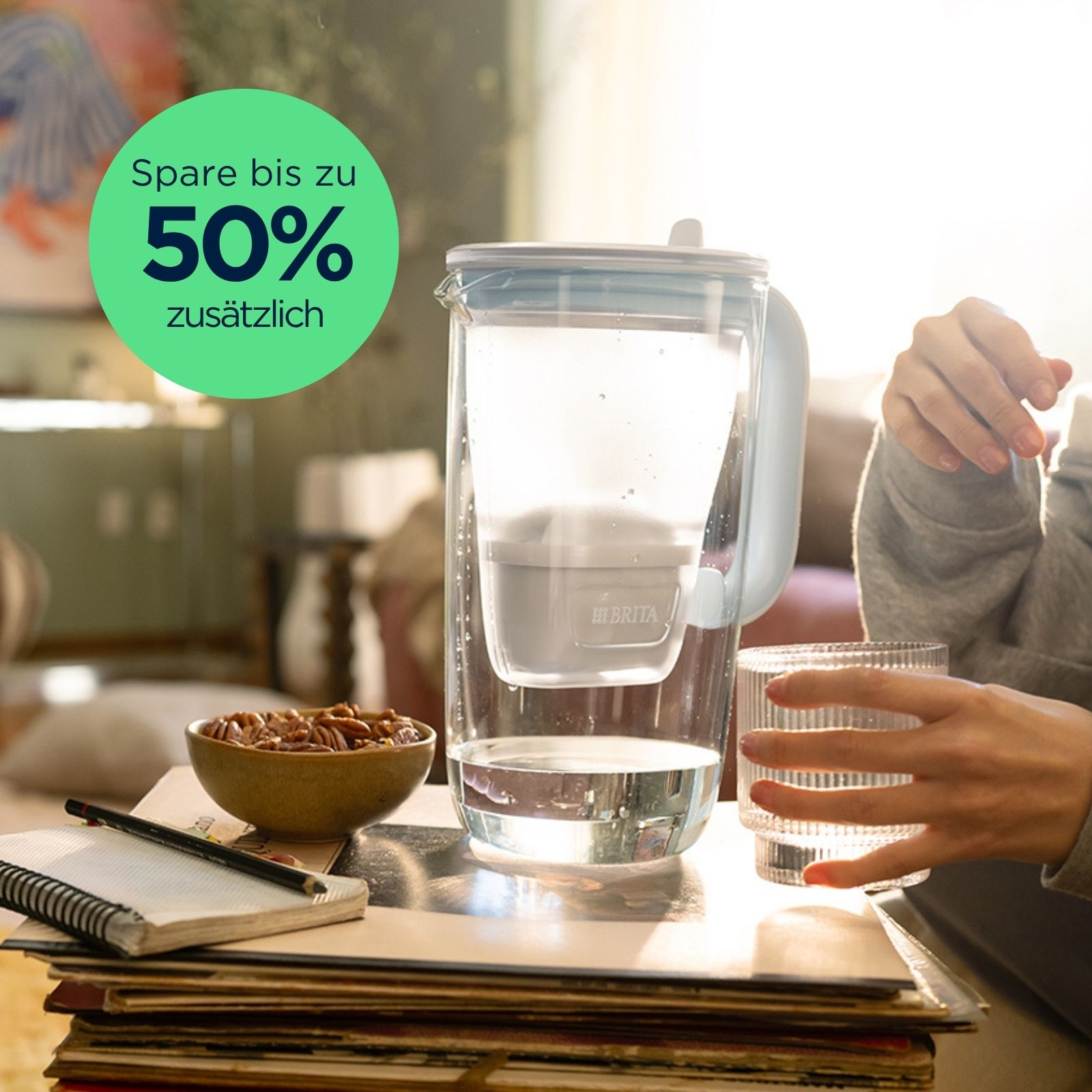Tischwasserfilter Glas mit 50% Spar-Aktion