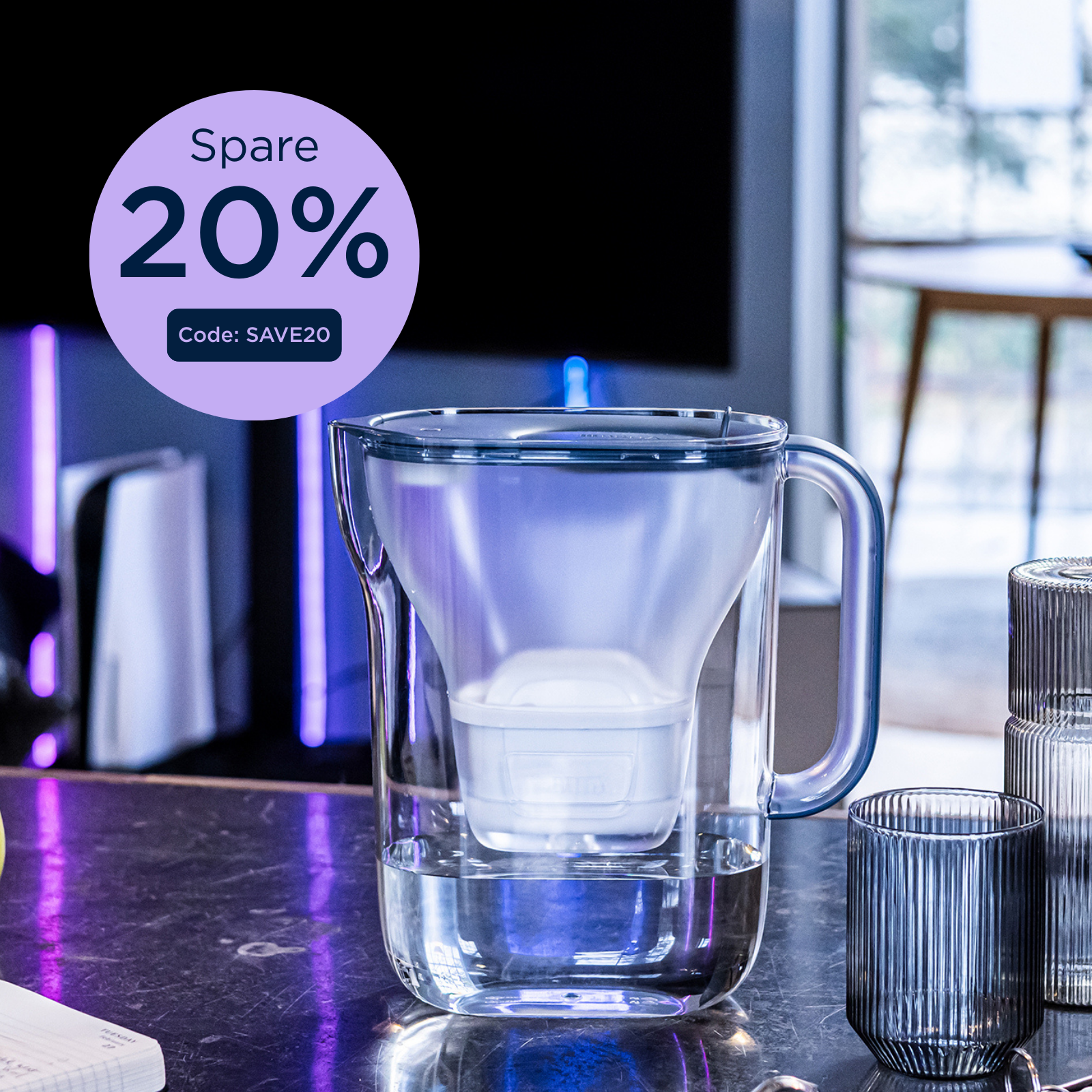 BRITA Tischwasserfilter Style Essential mit Störer 20% Ersparnis

