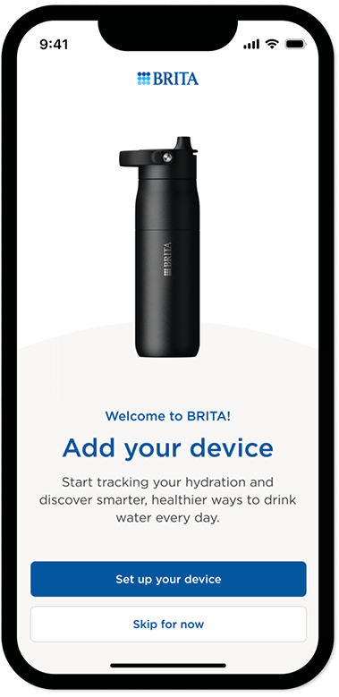 Startbildschirmanzeige in der BRITA App.
